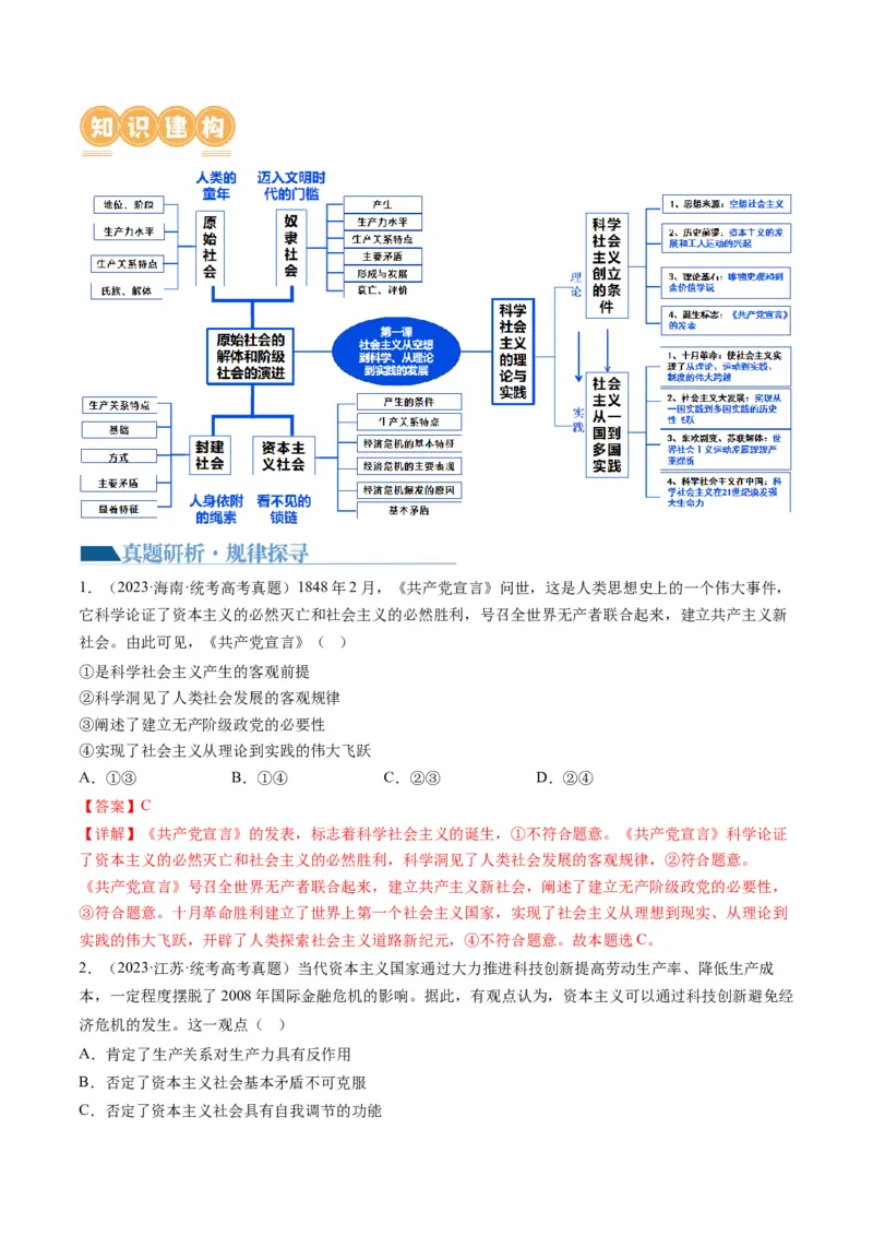 专题01人类社会发展的进程（讲义）（解析版）_8.2025政治总复习_2024年新高考资料_2.2024二轮复习_2024年高考政治二轮复习讲练测（新教材新高考）