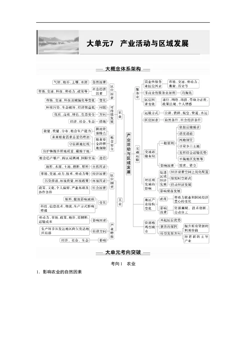 第三部分　大单元7　产业活动与区域发展_9.2025地理总复习_2025年新高考资料_二轮复习_2025年高考地理二轮复习讲义+专题强化练（学生版）_复习讲义