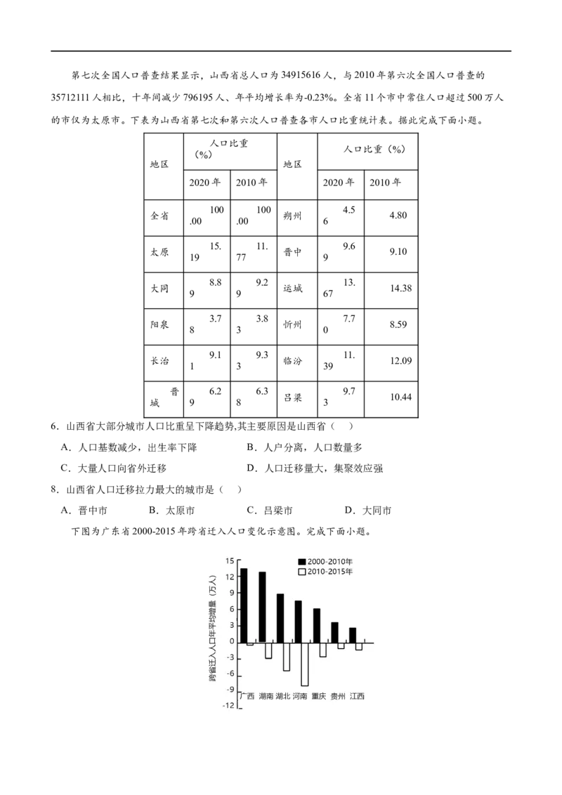 考点02人口迁移-2023年高考地理一轮复习小题多维练（原卷版）_9.2025地理总复习_2023年新高考复习资料_一轮复习_2023年高考地理一轮复习小题多维练（新高考专用）_人口