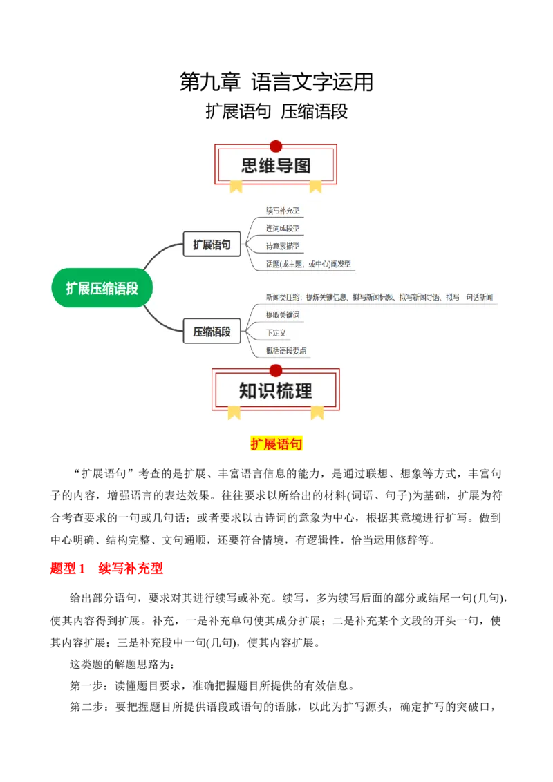 专题11：扩展语句压缩语段（解析版）-上好课2025年高考语文一轮复习知识清单_1.2025语文总复习_2025年新高考资料_一轮复习_2025年高考语文一轮复习知识清单_第九章语言文字运用