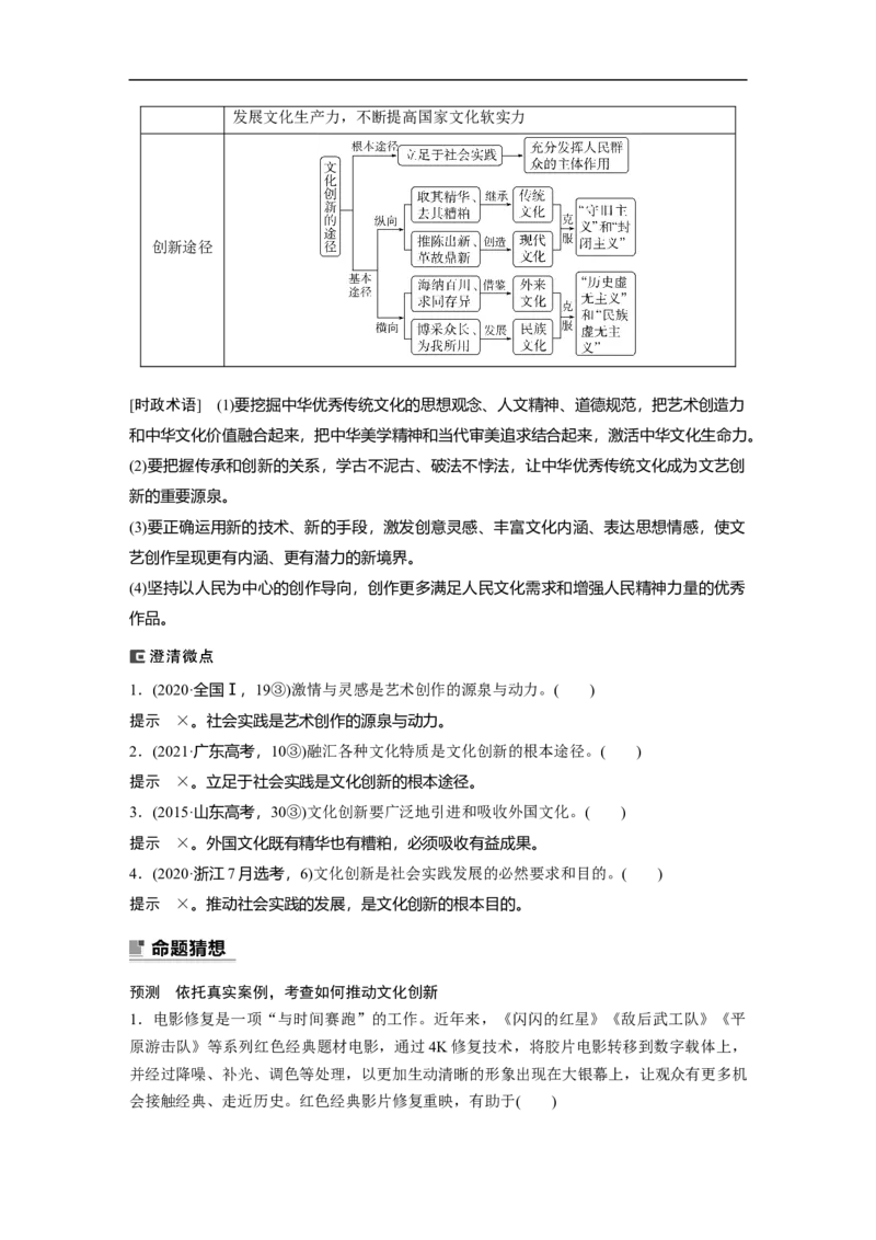2023年高考政治二轮复习（全国版）专题9　课时1　文化传承与文化创新_8.2025政治总复习_赠品通用版（老高考）复习资料_二轮复习_2023年高考政治二轮复习讲义+课件（全国版）