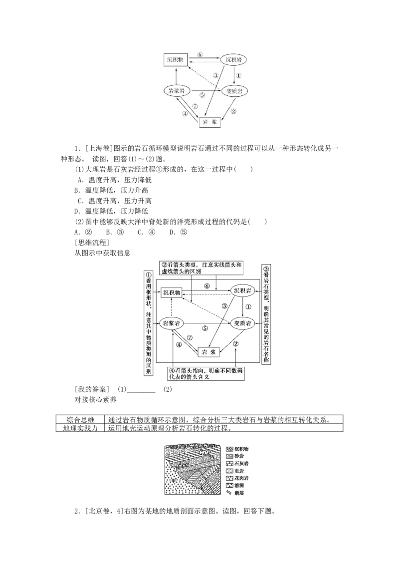 统考版2023版高三地理一轮复习第6讲地球的结构地壳的物质组成和物质循环学生用书_9.2025地理总复习_赠品通用版（老高考）复习资料_一轮复习