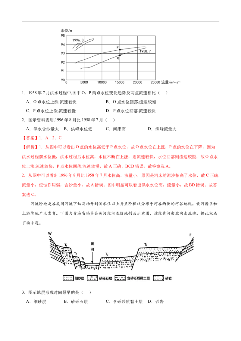 考点01陆地水体及其相互关系-2023年高考地理一轮复习小题多维练（解析版）_9.2025地理总复习_2023年新高考复习资料_一轮复习_2023年高考地理一轮复习小题多维练（新高考专用）_水的运动