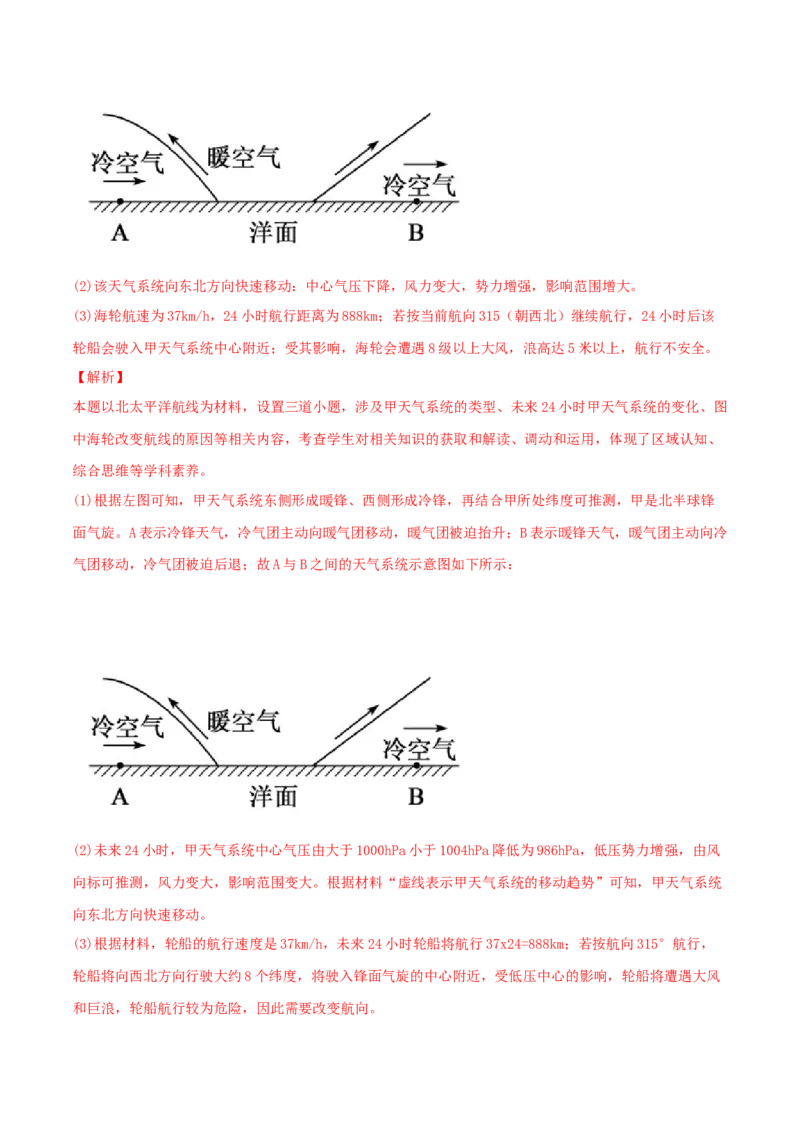 类型06常见的天气系统（解析版）_9.2025地理总复习_2023年新高考复习资料_专项复习_2023年高考地理实践力之图形绘制或填涂类题型突破（新高考）