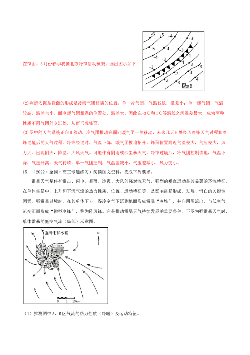 类型06常见的天气系统（解析版）_9.2025地理总复习_2023年新高考复习资料_专项复习_2023年高考地理实践力之图形绘制或填涂类题型突破（新高考）