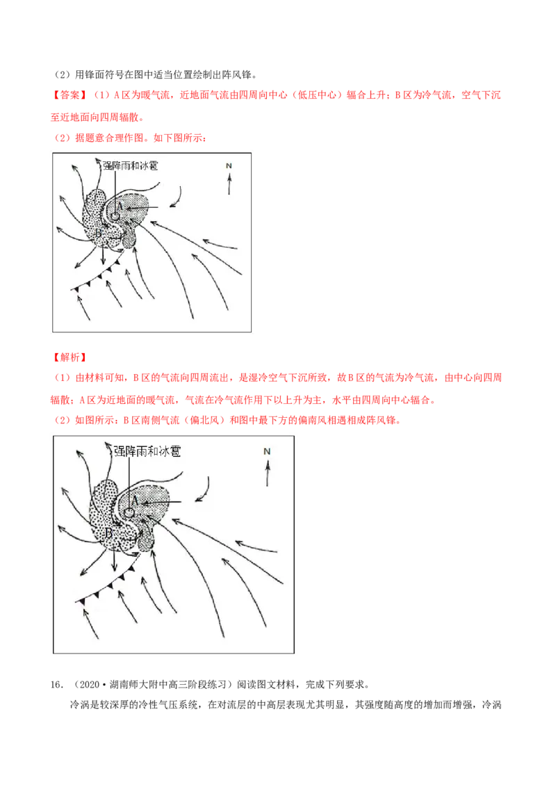 类型06常见的天气系统（解析版）_9.2025地理总复习_2023年新高考复习资料_专项复习_2023年高考地理实践力之图形绘制或填涂类题型突破（新高考）