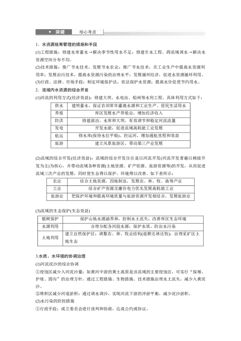 第四章　课时63　流域内协调发展_9.2025地理总复习_2025年新高考资料_一轮复习_2025高考大一轮复习讲义+练习（完结）_2025高考大一轮复习地理（人教版）_2025大一轮复习讲义