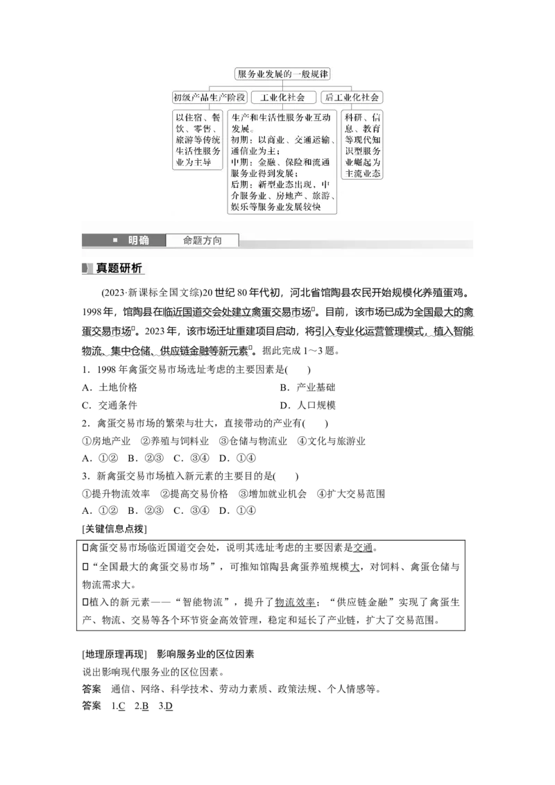 第二部分第三章第3讲课时51　服务业的区位选择_9.2025地理总复习_2025年新高考资料_一轮复习_2025高考大一轮复习讲义+练习（完结）_2025高考大一轮复习地理（湘教版）