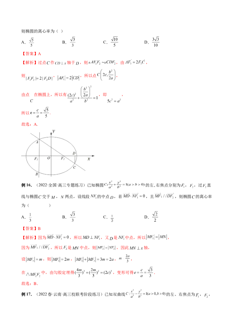 专题11离心率问题速解（精讲精练）（解析版）_2.2025数学总复习_2023年新高考资料_二轮复习_2023年高考数学二轮复习讲练（新高考专用）