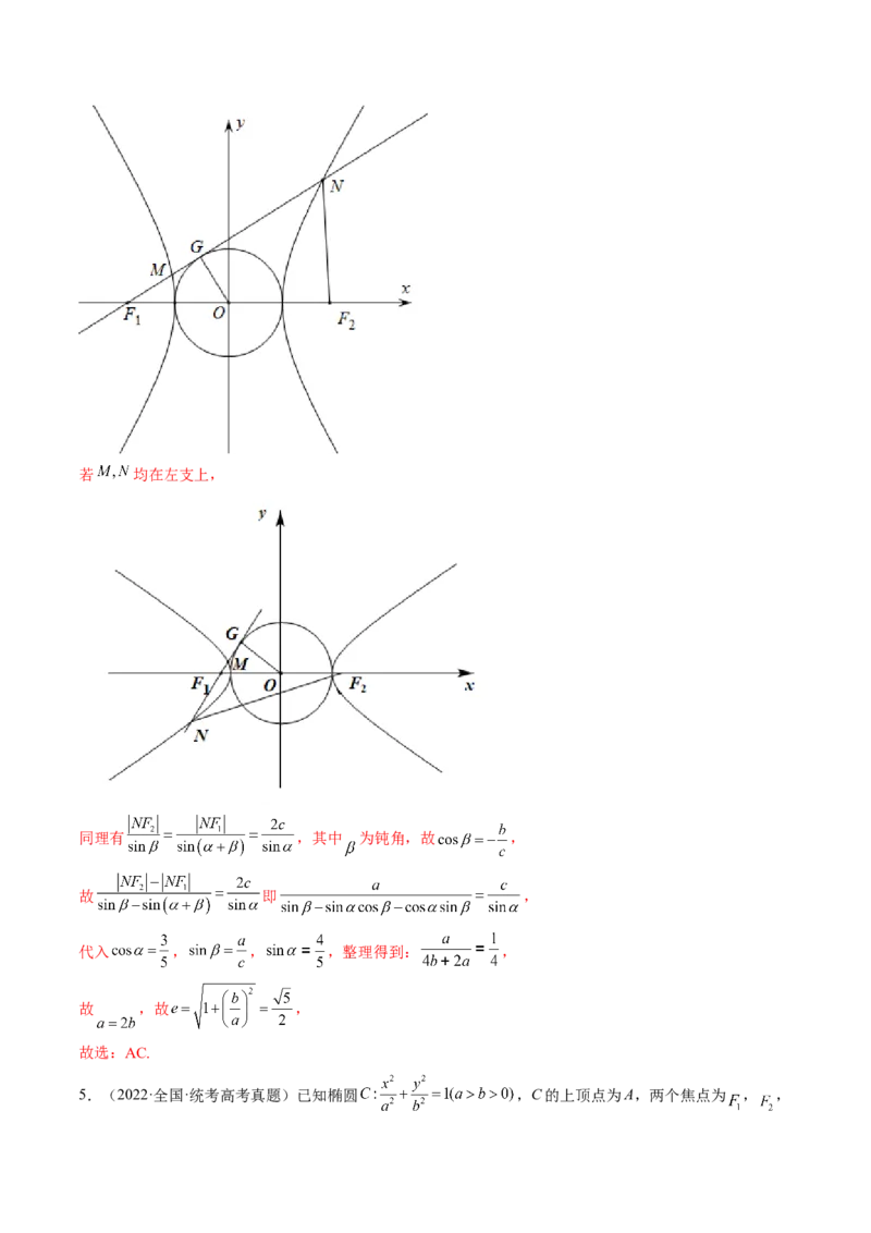 专题11离心率问题速解（精讲精练）（解析版）_2.2025数学总复习_2023年新高考资料_二轮复习_2023年高考数学二轮复习讲练（新高考专用）