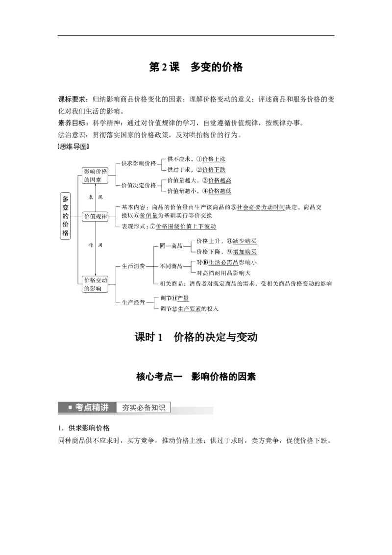 2023年高考政治一轮复习（全国版）第1单元第2课课时1价格的决定与变动_8.2025政治总复习_赠品通用版（老高考）复习资料_一轮复习_2023年高考政治一轮复习讲义+课件（全国版）