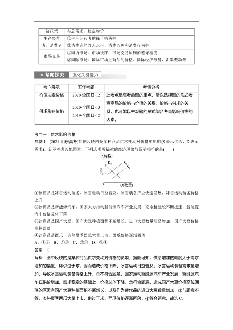 2023年高考政治一轮复习（全国版）第1单元第2课课时1价格的决定与变动_8.2025政治总复习_赠品通用版（老高考）复习资料_一轮复习_2023年高考政治一轮复习讲义+课件（全国版）