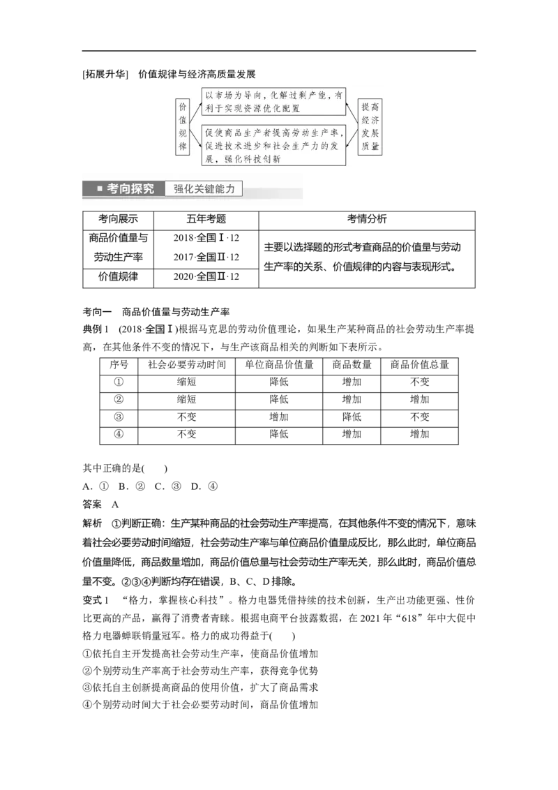 2023年高考政治一轮复习（全国版）第1单元第2课课时1价格的决定与变动_8.2025政治总复习_赠品通用版（老高考）复习资料_一轮复习_2023年高考政治一轮复习讲义+课件（全国版）