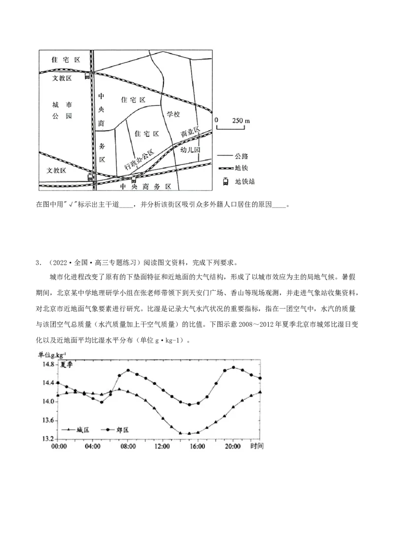 类型14人口与城市（原卷版）_9.2025地理总复习_2023年新高考复习资料_专项复习_2023年高考地理实践力之图形绘制或填涂类题型突破（新高考）