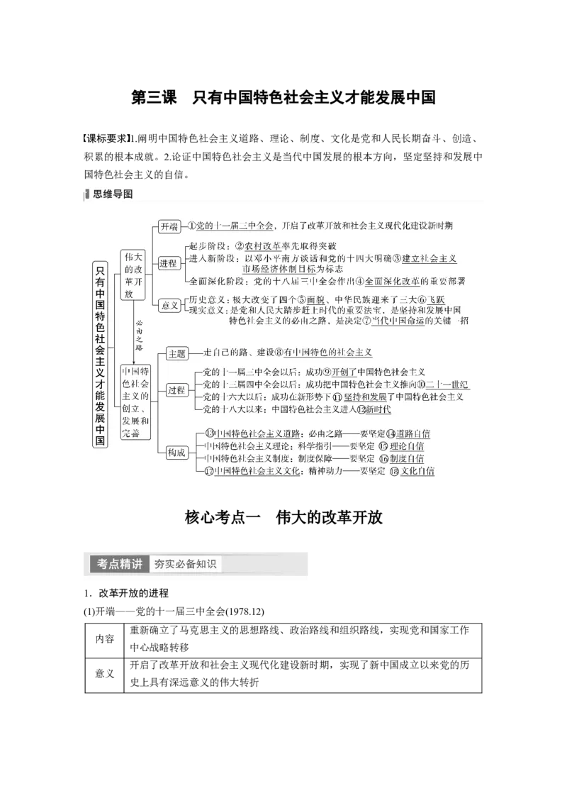 2024年高考政治一轮复习（部编版）必修1　第3课　只有中国特色社会主义才能发展中国_8.2025政治总复习_2024年新高考资料_1.2024一轮复习_2024年高考政治一轮复习讲义（部编版）