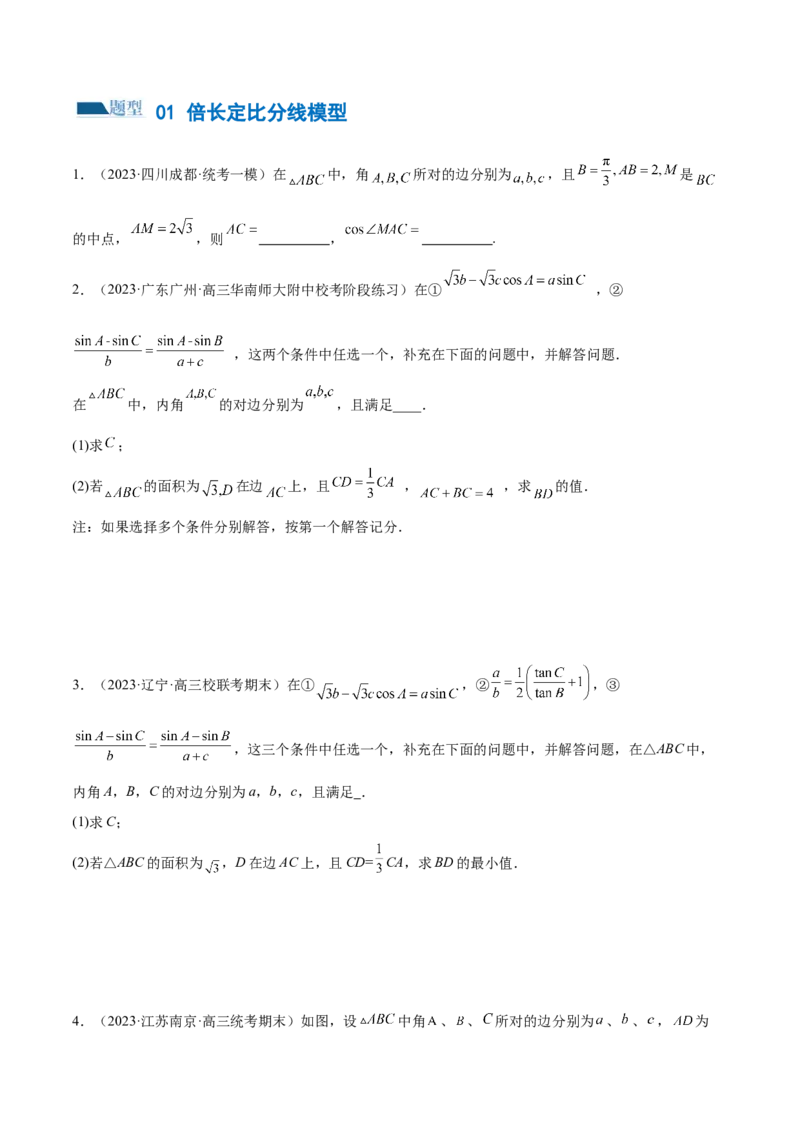 专题12正余弦定理妙解三角形问题和最值问题（练习）（原卷版）_2.2025数学总复习_2024年新高考资料_2.2024二轮复习_2024年高考数学二轮复习讲练（新教材新高考）