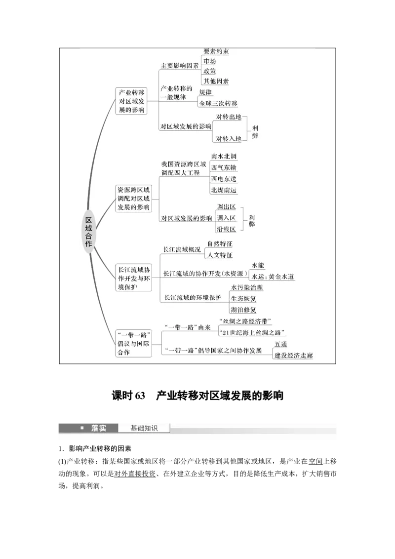 第三部分第三章课时63　产业转移对区域发展的影响_9.2025地理总复习_2025年新高考资料_一轮复习_2025高考大一轮复习讲义+练习（完结）_2025高考大一轮复习地理（湘教版）