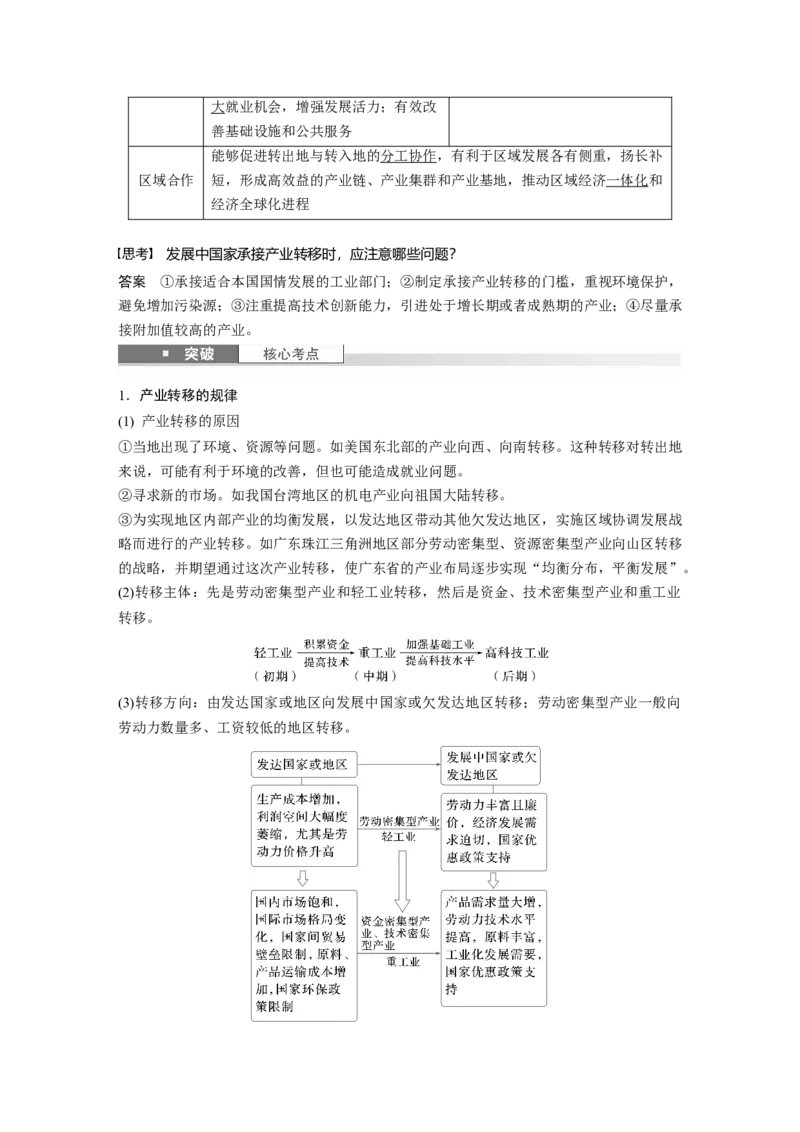 第三部分第三章课时63　产业转移对区域发展的影响_9.2025地理总复习_2025年新高考资料_一轮复习_2025高考大一轮复习讲义+练习（完结）_2025高考大一轮复习地理（湘教版）