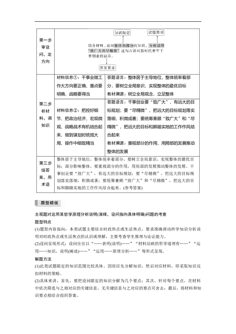 2023年高考政治二轮复习（新高考版）专题9　主观题题型突破　哲学中运用&ldquo;&times;&times;原理(演绎类)&rdquo;分析问题_8.2025政治总复习_2023年新高考资料_二轮复习