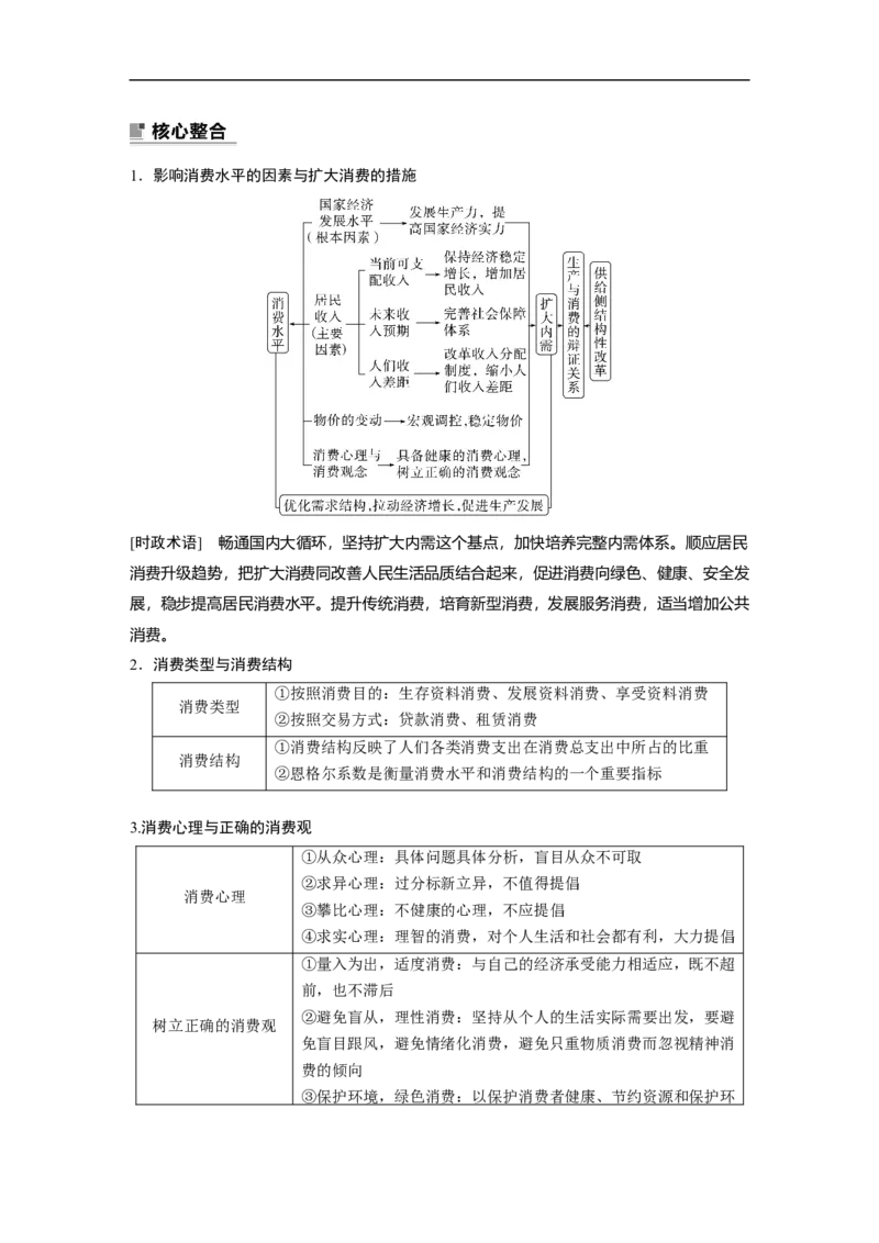 2023年高考政治二轮复习（全国版）专题1　课时2　生活消费与扩大内需_8.2025政治总复习_赠品通用版（老高考）复习资料_二轮复习_2023年高考政治二轮复习讲义+课件（全国版）