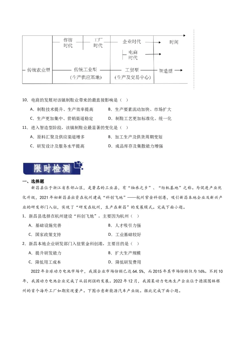 重难点12区域产业的创新与发展-2024年高考地理热点&middot;重点&middot;难点专练（新高考专用）（原卷版）_9.2025地理总复习_2024年新高考资料_3.2024专项复习