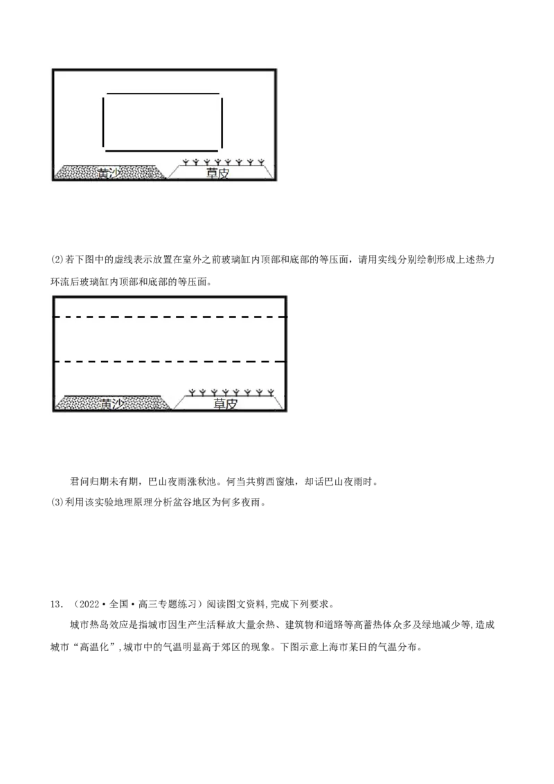 类型05热力环流和大气的水平运动（原卷版）_9.2025地理总复习_2023年新高考复习资料_专项复习_2023年高考地理实践力之图形绘制或填涂类题型突破（新高考）