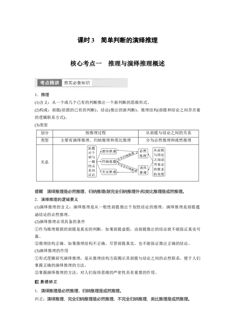 2024年高考政治一轮复习（部编版）选择性必修3　第316课　课时3　简单判断的演绎推理_8.2025政治总复习_2024年新高考资料_1.2024一轮复习_2024年高考政治一轮复习讲义（部编版）