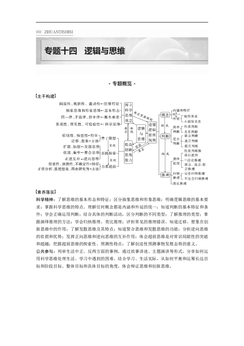 专题14　课时1　树立科学思维观念　提高创新思维能力_8.2025政治总复习_2023年新高考资料_二轮复习_2023年高考政治二轮复习讲义+课件（新高考版）_学生版_大二轮专题复习讲义