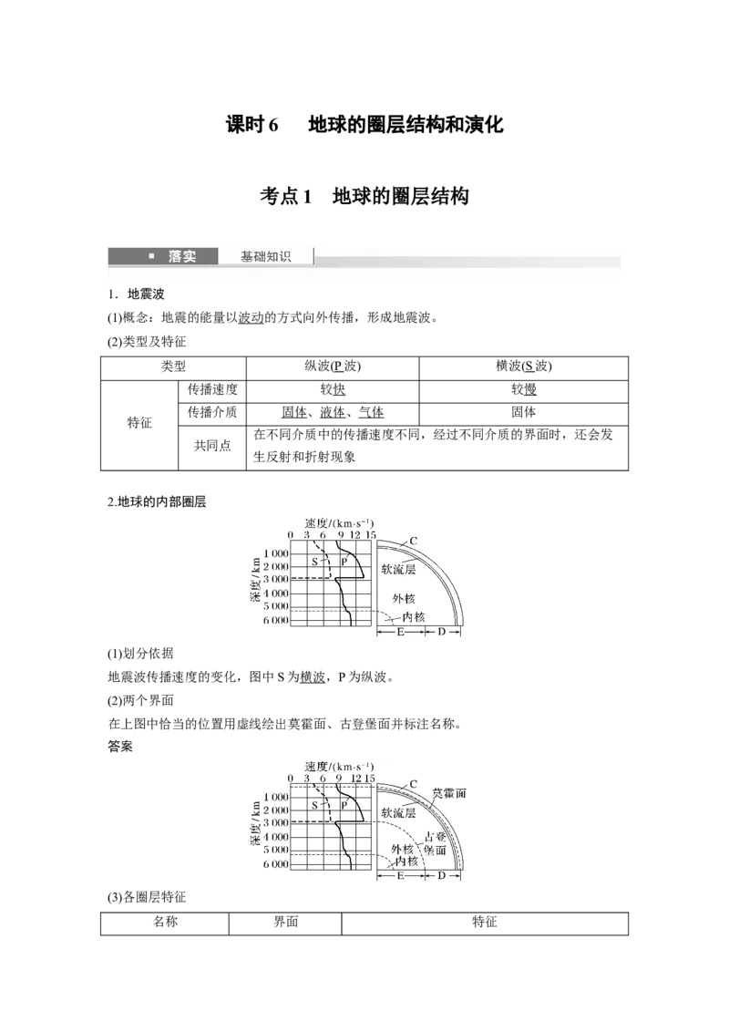 第一部分第二章第1讲课时6　地球的圈层结构和演化_9.2025地理总复习_2025年新高考资料_一轮复习_2025高考大一轮复习讲义+练习（完结）_2025高考大一轮复习地理（湘教版）_752