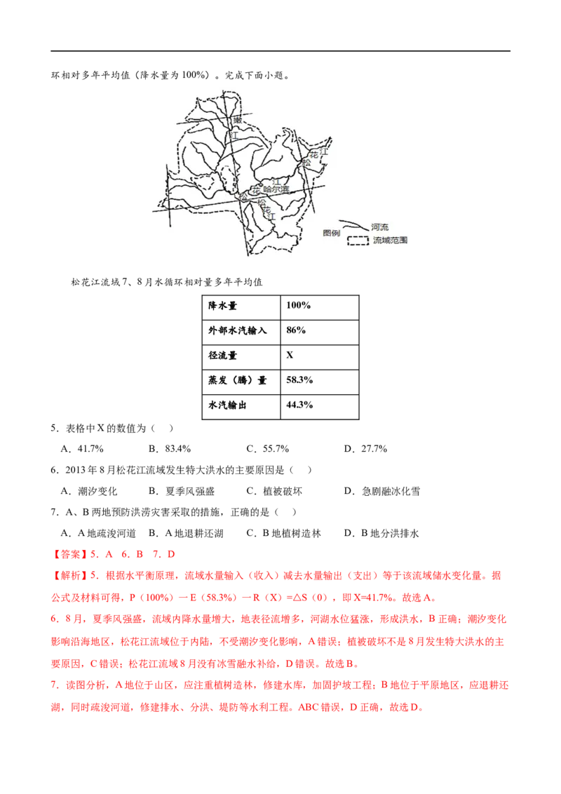 考点01水循环-2023年高考地理一轮复习小题多维练（解析版）_9.2025地理总复习_2023年新高考复习资料_一轮复习_2023年高考地理一轮复习小题多维练（新高考专用）_地球上的水