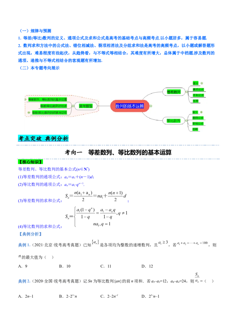 专题12数列的基本运算（讲）原卷版_2.2025数学总复习_2023年新高考资料_二轮复习_备战2023年高考数学二轮复习考点精讲练（新教材&middot;新高考）