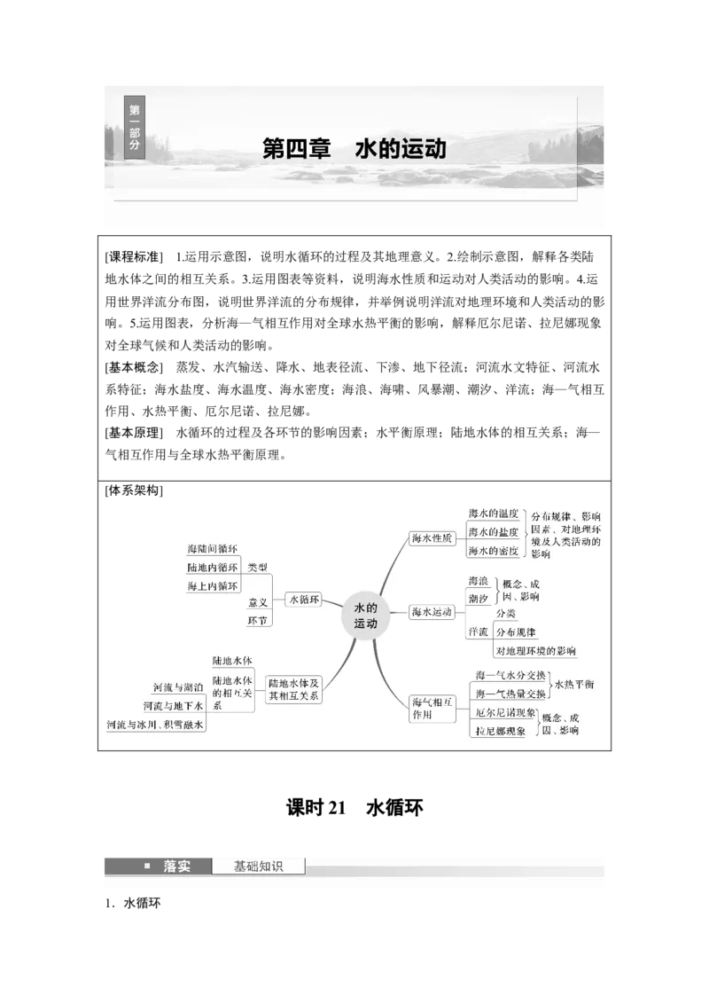 第四章　课时21　水循环_9.2025地理总复习_2025年新高考资料_一轮复习_2025高考大一轮复习讲义+练习（完结）_2025高考大一轮复习地理（人教版）_2025大一轮复习讲义_第一部分　自然地理