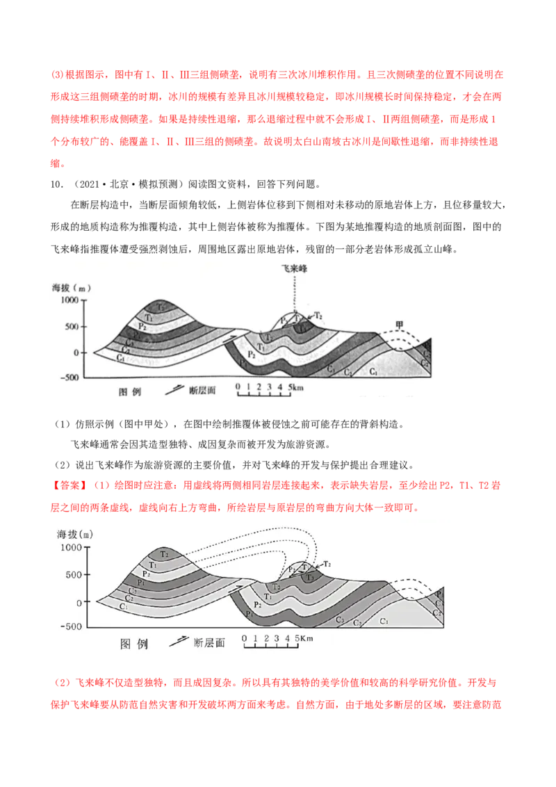 类型10地貌的形成、塑造与观察（解析版）_9.2025地理总复习_2023年新高考复习资料_专项复习_2023年高考地理实践力之图形绘制或填涂类题型突破（新高考）
