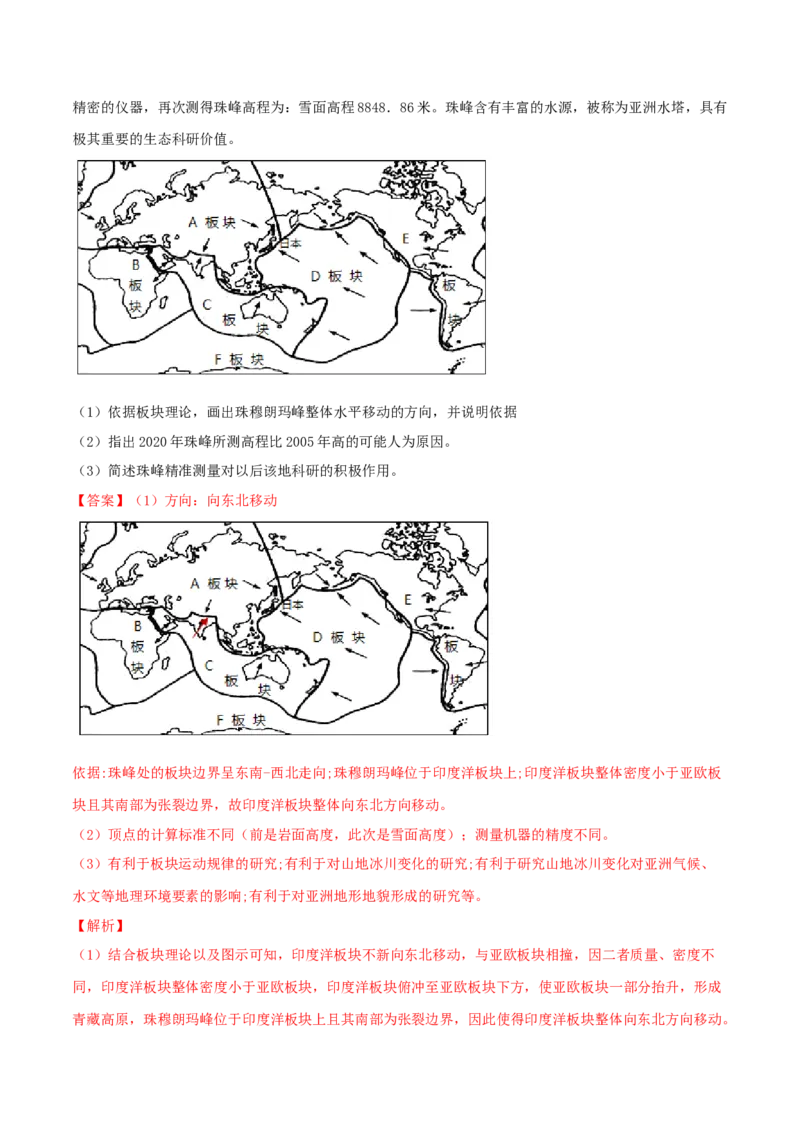 类型10地貌的形成、塑造与观察（解析版）_9.2025地理总复习_2023年新高考复习资料_专项复习_2023年高考地理实践力之图形绘制或填涂类题型突破（新高考）