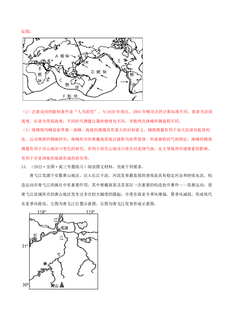 类型10地貌的形成、塑造与观察（解析版）_9.2025地理总复习_2023年新高考复习资料_专项复习_2023年高考地理实践力之图形绘制或填涂类题型突破（新高考）
