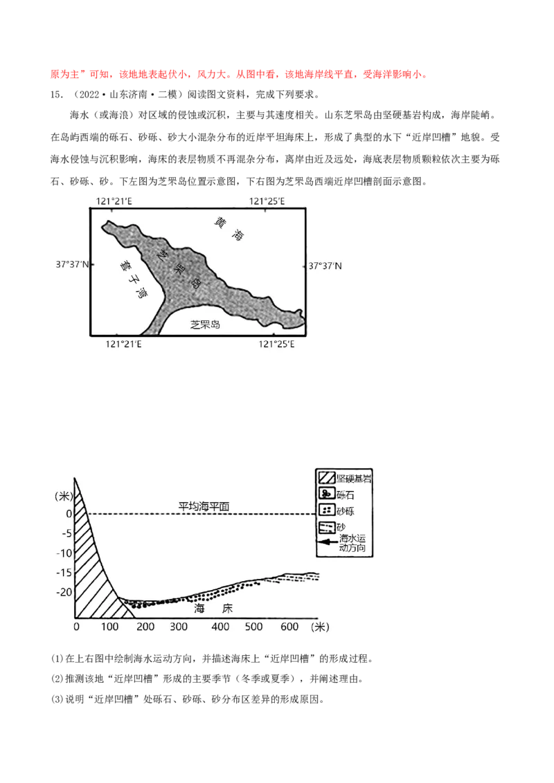 类型10地貌的形成、塑造与观察（解析版）_9.2025地理总复习_2023年新高考复习资料_专项复习_2023年高考地理实践力之图形绘制或填涂类题型突破（新高考）