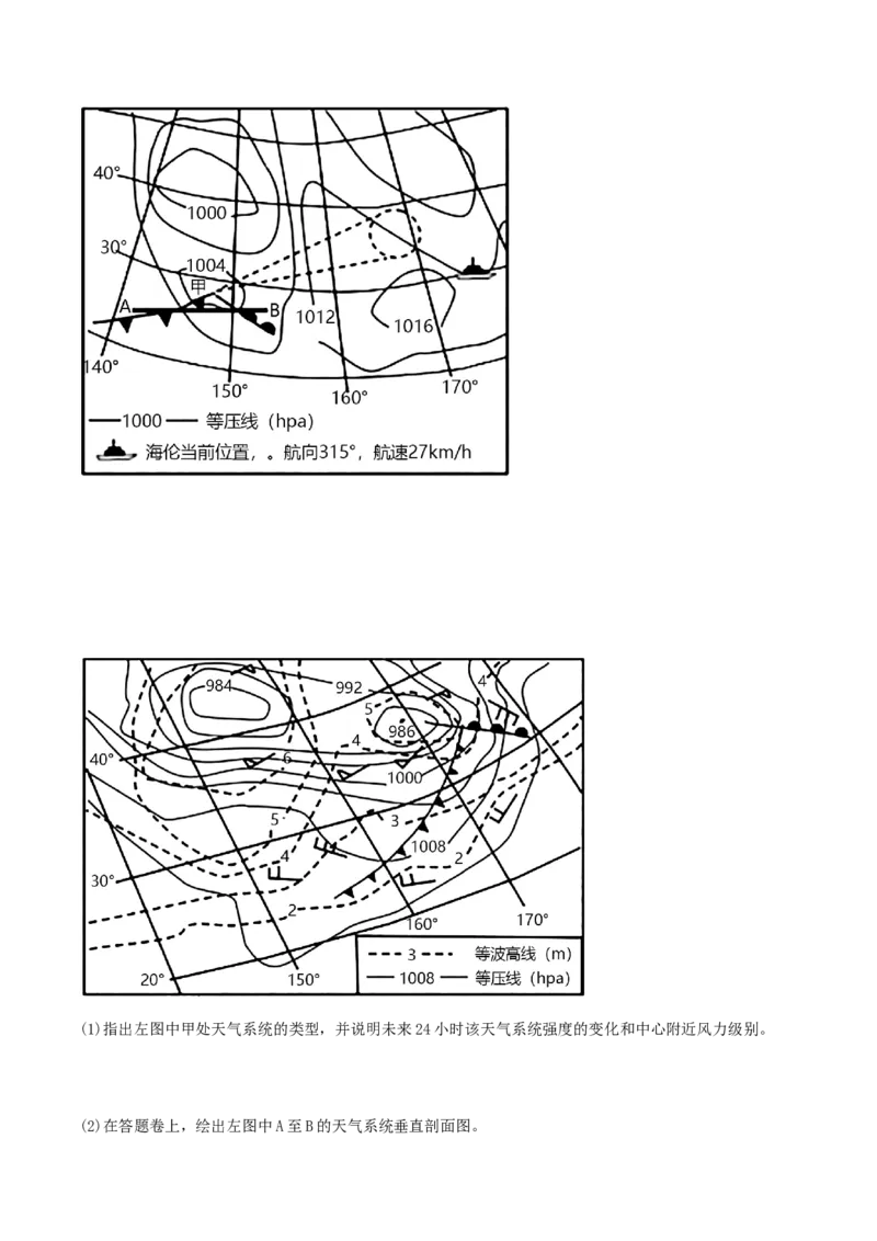类型06常见的天气系统（原卷版）_9.2025地理总复习_2023年新高考复习资料_专项复习_2023年高考地理实践力之图形绘制或填涂类题型突破（新高考）