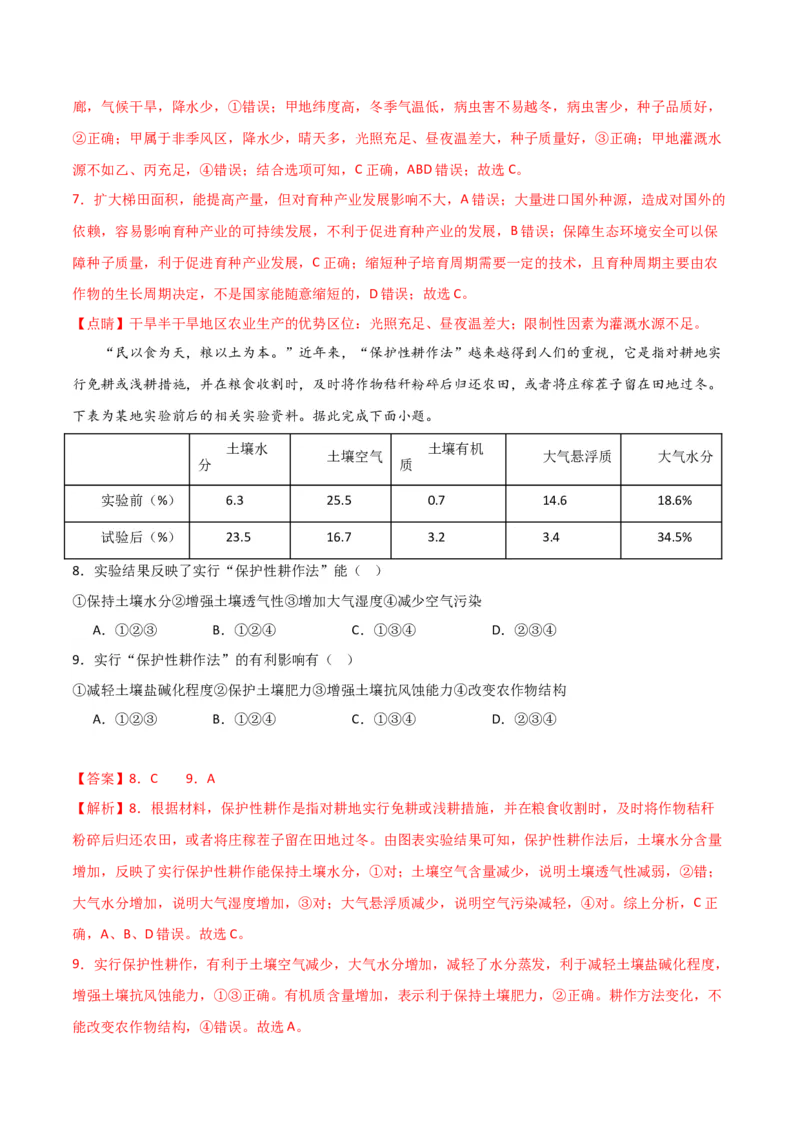 重难点11农业活动与粮食安全-2024年高考地理热点&middot;重点&middot;难点专练（新高考专用）（解析版）_9.2025地理总复习_2024年新高考资料_3.2024专项复习