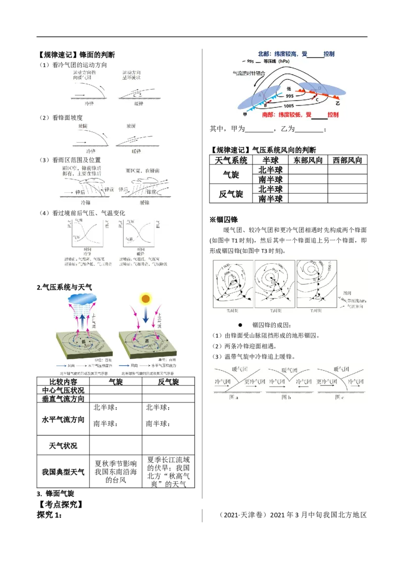 讲+练4.4天气系统与天气-考点聚焦2023年高考地理总复习讲练测_9.2025地理总复习_赠品通用版（老高考）复习资料_专项复习_考点聚焦2023年高考地理总复习讲练测