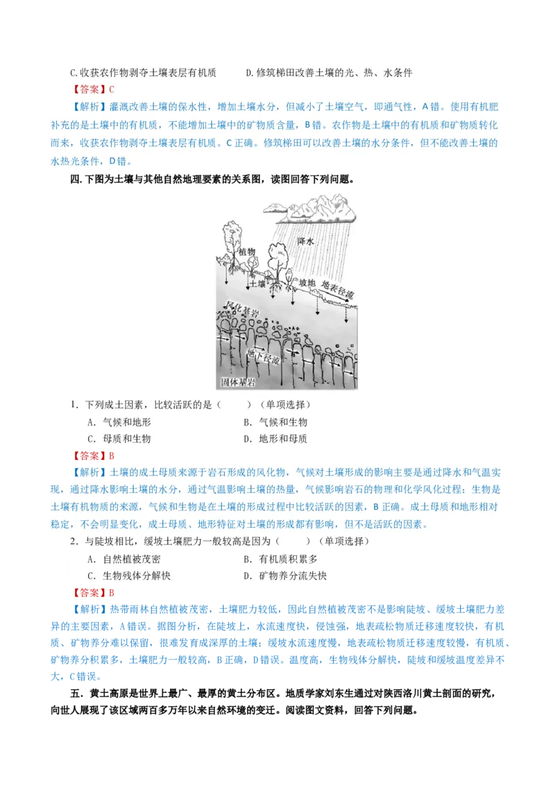 重难点13土壤与人类-2024年高考地理热点&middot;重点&middot;难点专练（上海新高考专用）（解析版）_9.2025地理总复习_2024年新高考资料_3.2024专项复习