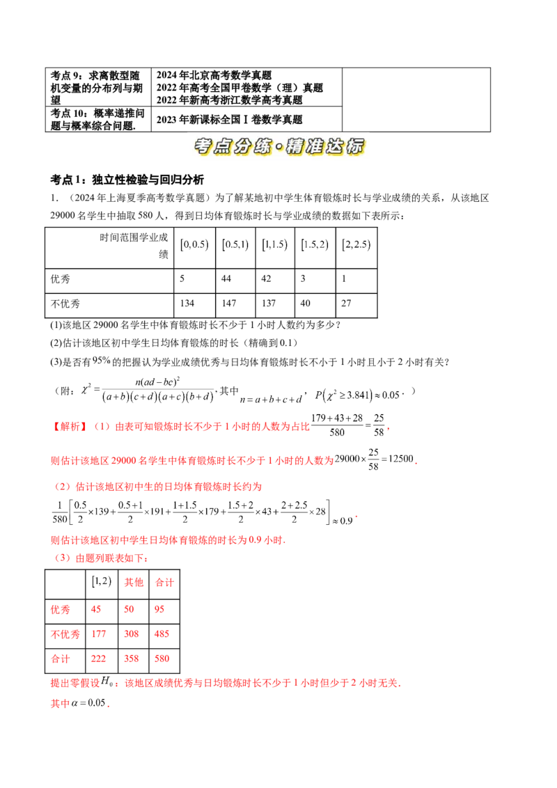专题12概率与统计（理）（十大考点）（解析版）_2.2025数学总复习_2025年新高考资料_专项复习_三年（2022-2024）高考数学真题分类汇编（全国通用）（完结）