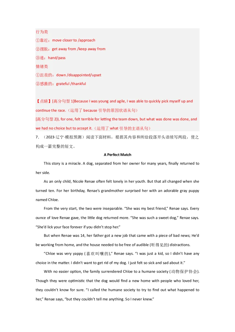 培优冲刺专练08读后续写（解析版）查缺补漏_3.2025英语总复习_2024年新高考资料_5.2024三轮冲刺_2024年高考英语复习冲刺过关（全国通用）