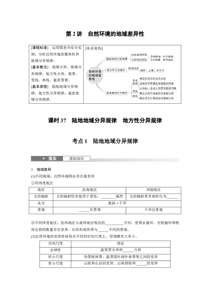 第六章　第2讲　课时37　陆地地域分异规律　地方性分异规律_9.2025地理总复习_2025年新高考资料_一轮复习_2025高考大一轮复习讲义+练习（完结）_2025高考大一轮复习地理（人教版）