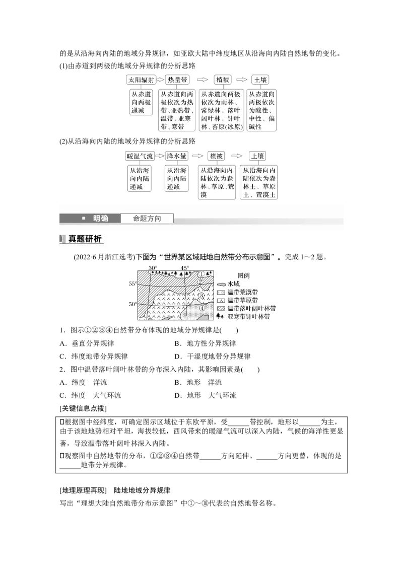 第六章　第2讲　课时37　陆地地域分异规律　地方性分异规律_9.2025地理总复习_2025年新高考资料_一轮复习_2025高考大一轮复习讲义+练习（完结）_2025高考大一轮复习地理（人教版）