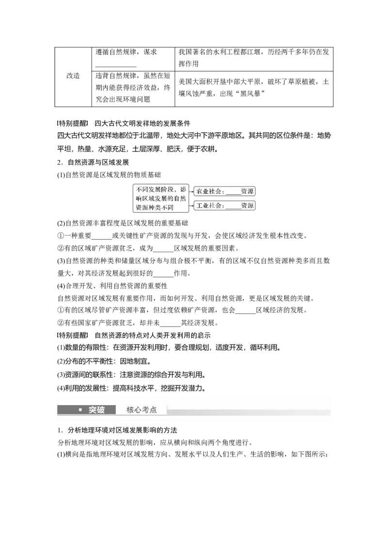 第三部分　第二章　课时60　区域发展的自然环境基础_9.2025地理总复习_2024年新高考资料_1.2024一轮复习_2024年高考地理一轮复习讲义（新人教版）_学生版在此文件夹_大一轮复习讲义