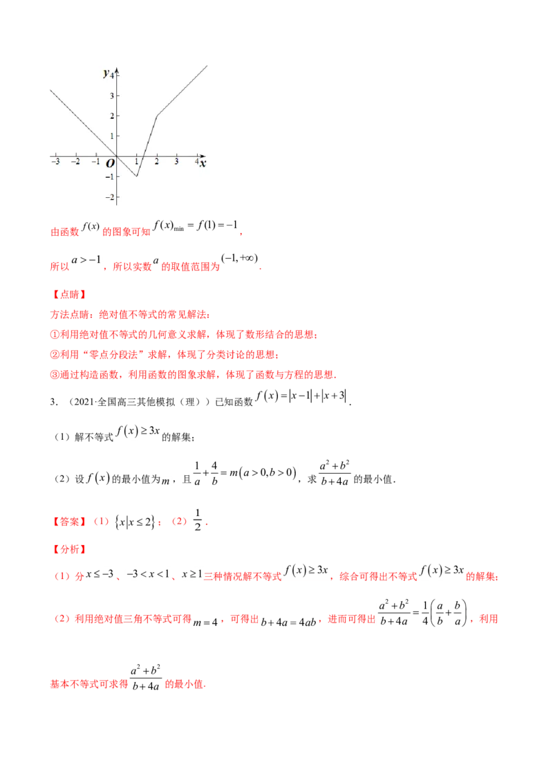 专题13不等式选讲（解析版）_2.2025数学总复习_2023年新高考资料_一轮复习_2023新高考一轮复习讲义+课件_赠2021年高考真题和模拟题数学（理）专项汇编