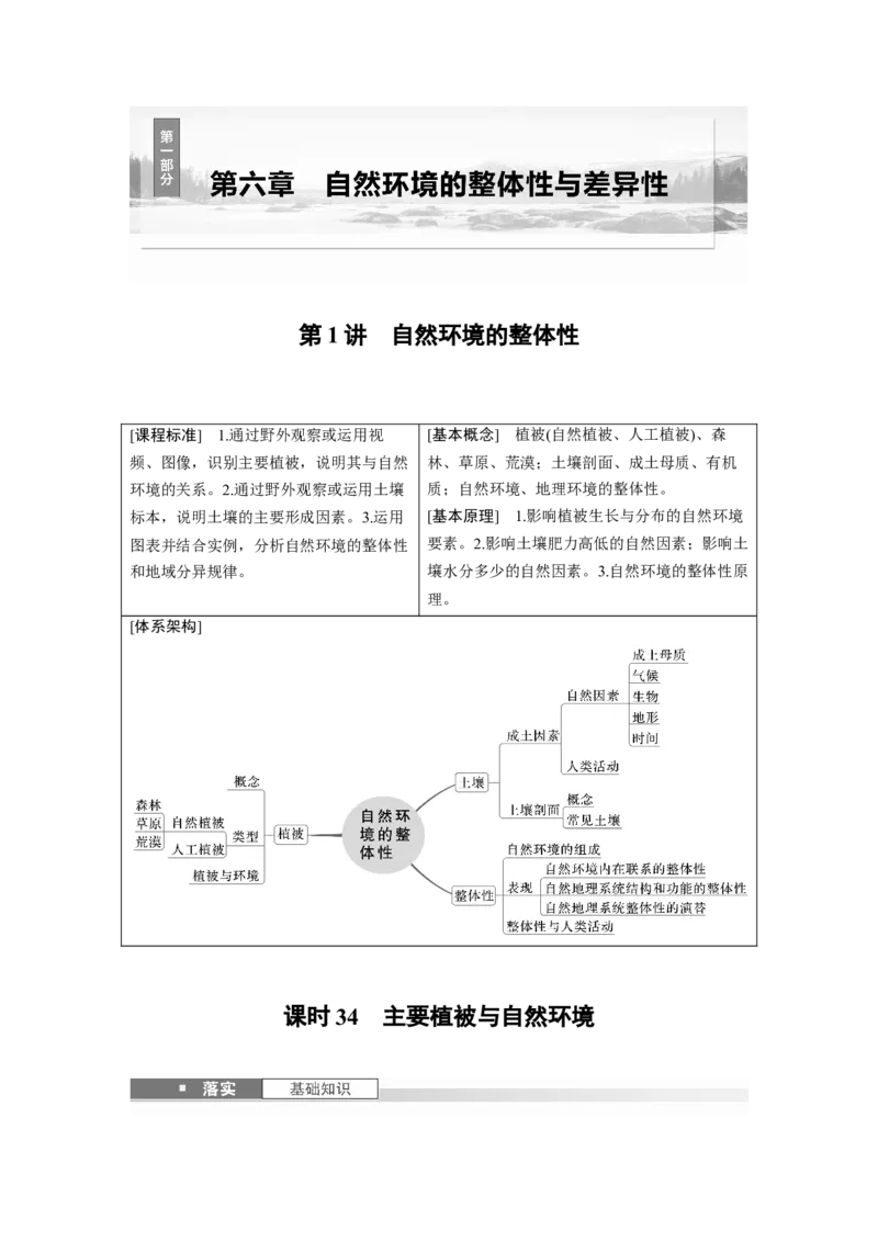 第一部分第六章第1讲课时34　主要植被与自然环境_9.2025地理总复习_2025年新高考资料_一轮复习_2025高考大一轮复习讲义+练习（完结）_2025高考大一轮复习地理（湘教版）