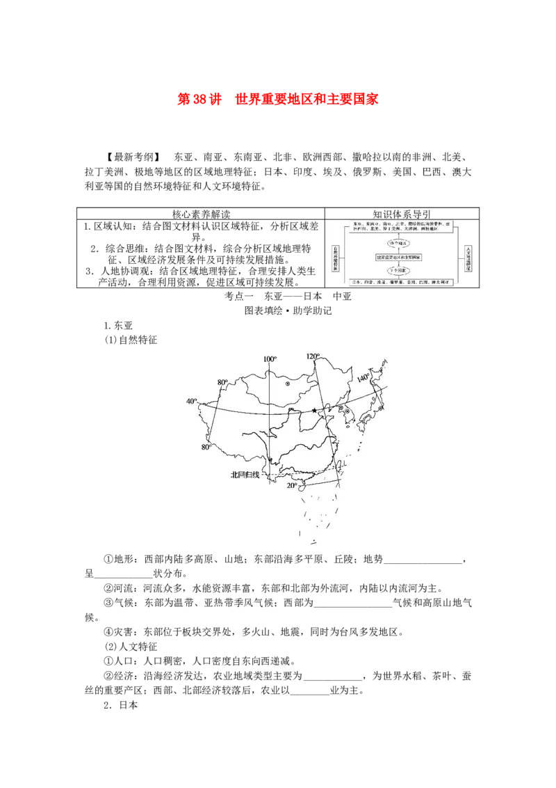 统考版2023版高三地理一轮复习第38讲世界重要地区和主要国家学生用书_9.2025地理总复习_赠品通用版（老高考）复习资料_一轮复习_通用版2023届高三地理一轮复习全册学案
