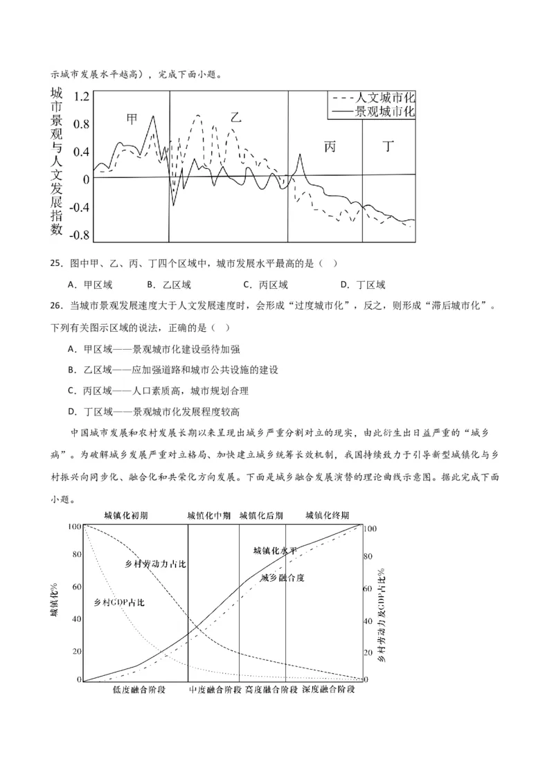 考点巩固卷09城镇-2024年高考地理一轮复习考点通关卷（新高考通用）（原卷版）_9.2025地理总复习_2024年新高考资料_1.2024一轮复习_2024年高考地理一轮复习考点通关卷（新高考通用）