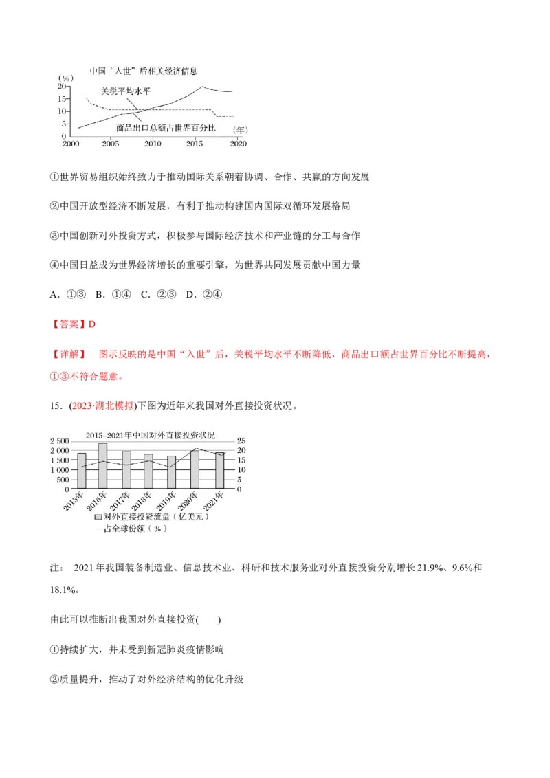 专题14世界多极化与经济全球化（分层训练）（解析版）_8.2025政治总复习_2023年新高考资料_二轮复习_高频考点解密2023年高考政治二轮复习课件+分层训练（新高考专用）289600536